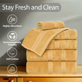 Smart Dry Zero Twist Cotton Medium Weight Hand Towels, Set of 6