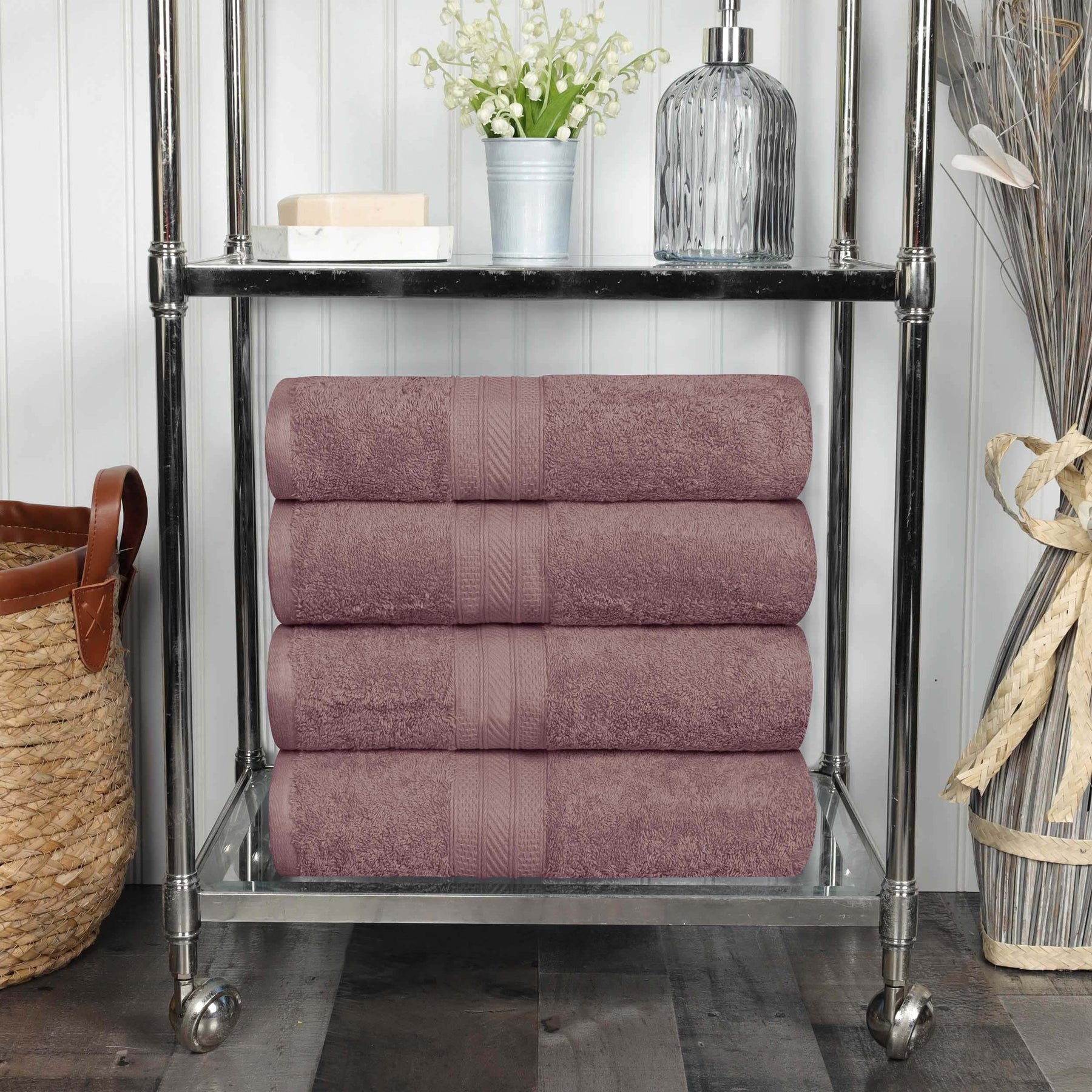 Atlas Cotton Plush Absorbent Heavyweight 4 Piece Bath Towel Set