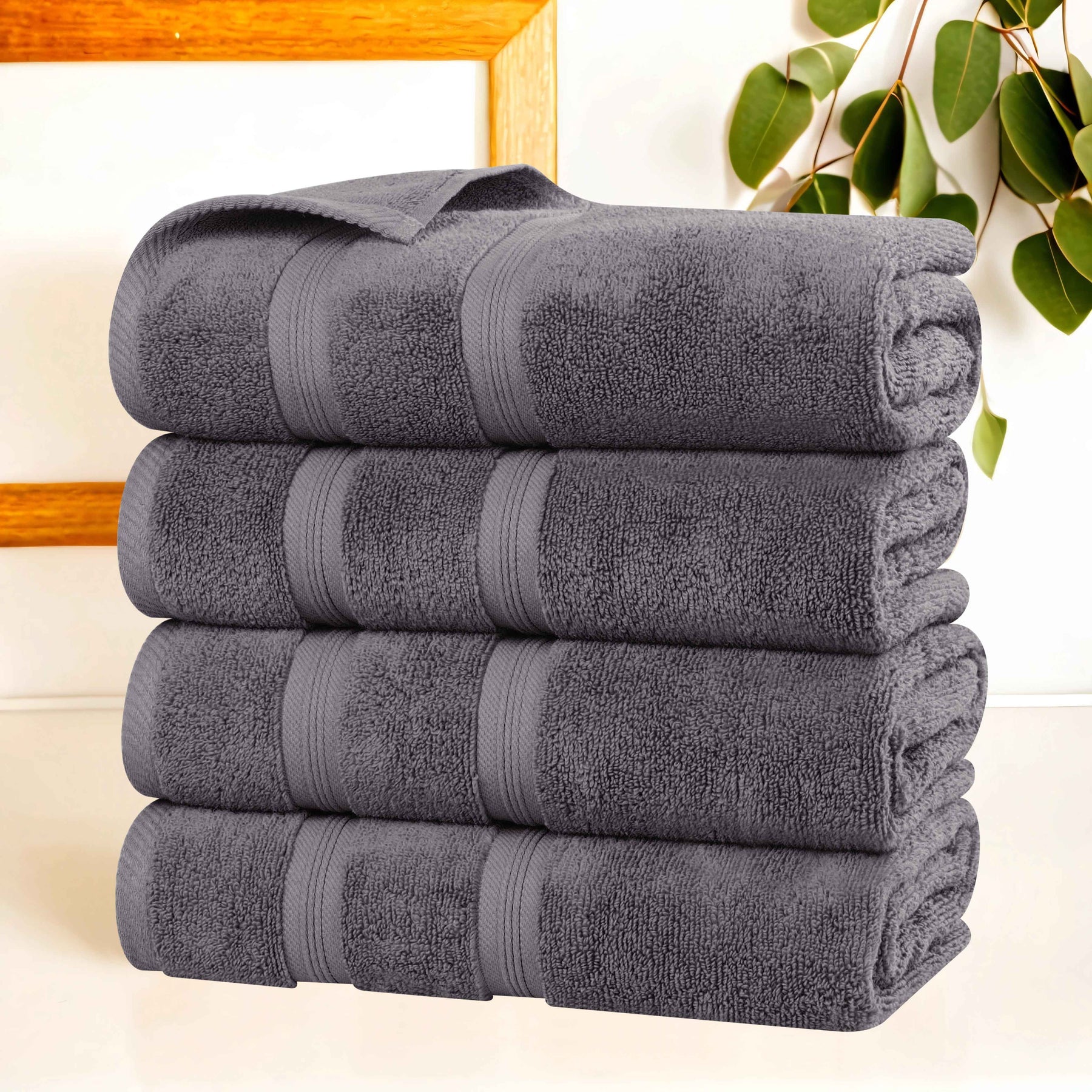 Smart Dry Zero Twist Cotton Medium Weight Bath Towels, Set of 4