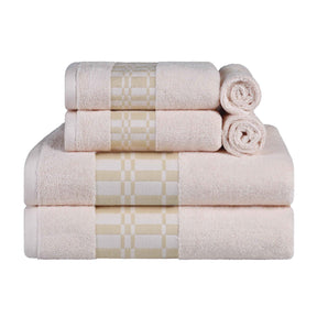 Larissa Cotton Geometric Border 6 Piece Assorted Towel Set