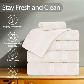 Smart Dry Zero Twist Cotton Medium Weight Hand Towels, Set of 6