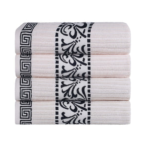 Athens Cotton Greek Key Trim Bath Towel Set of 4