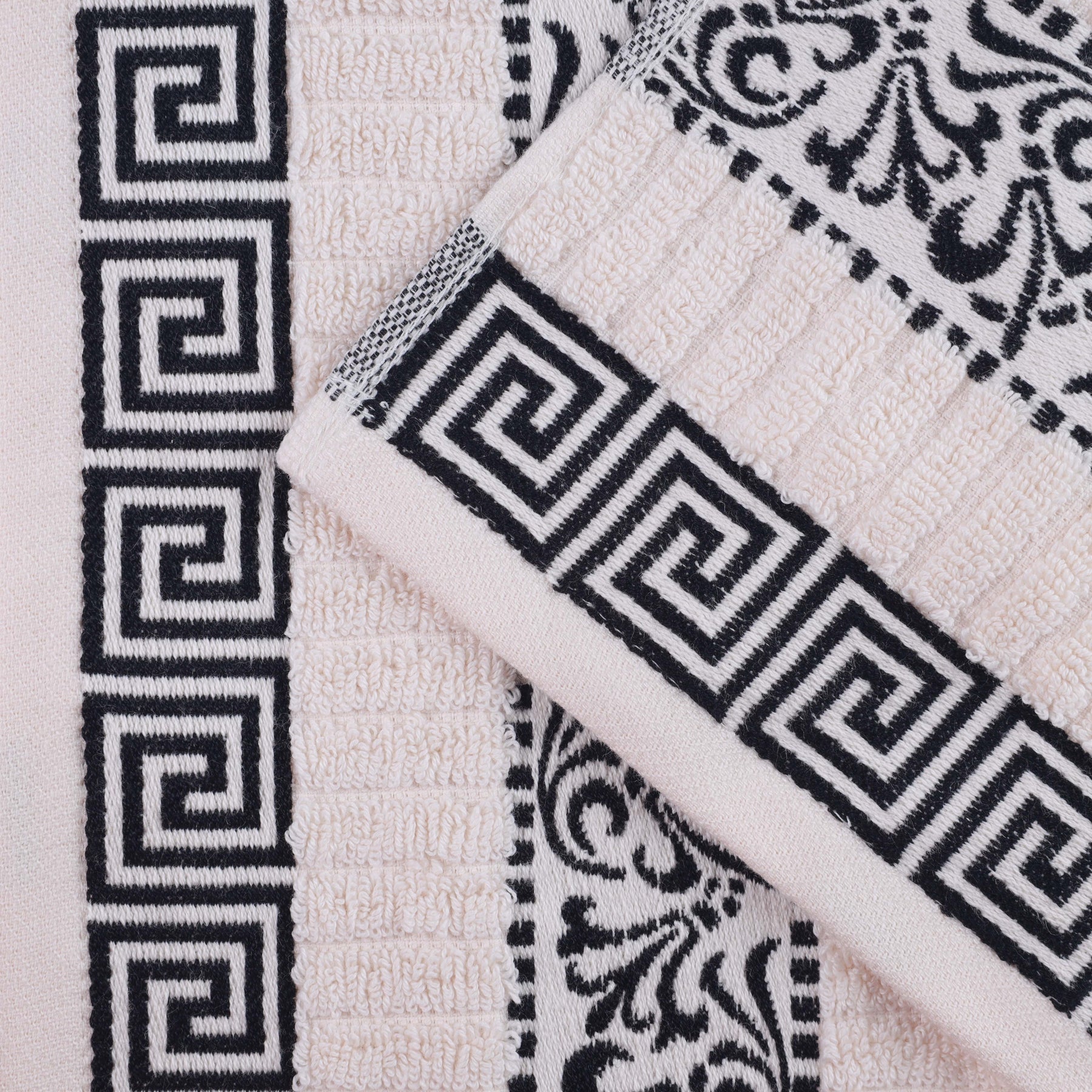 Athens Cotton Greek Key Trim Bath Towel Set of 4