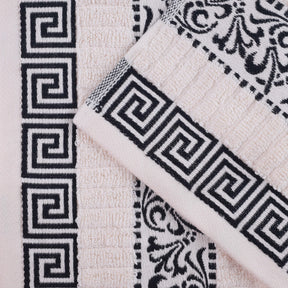 Athens Cotton Greek Key Trim Bath Towel Set of 4