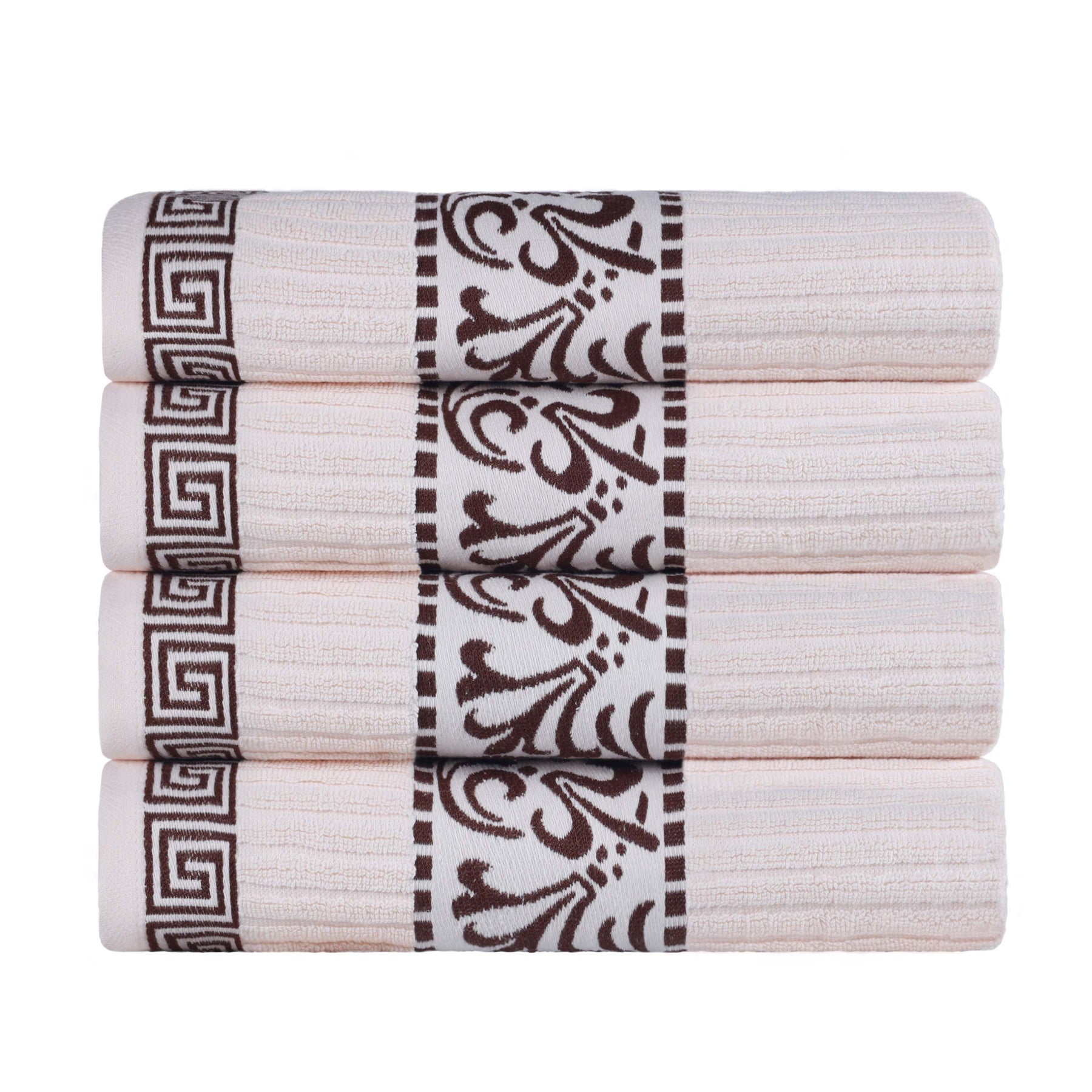 Athens Cotton Greek Key Trim Bath Towel Set of 4