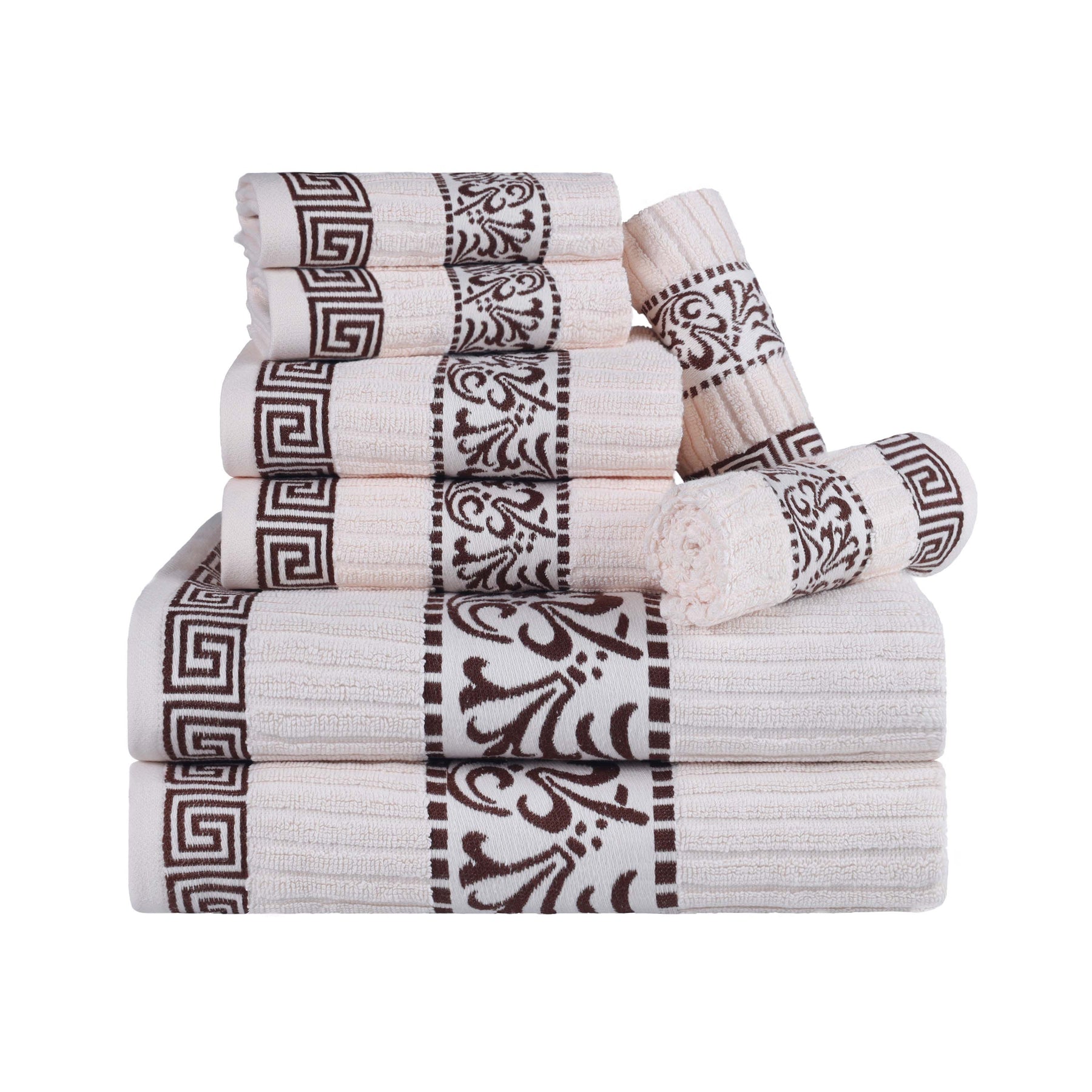 Superior Athens Cotton Greek Key Trim 8 Piece Towel Set