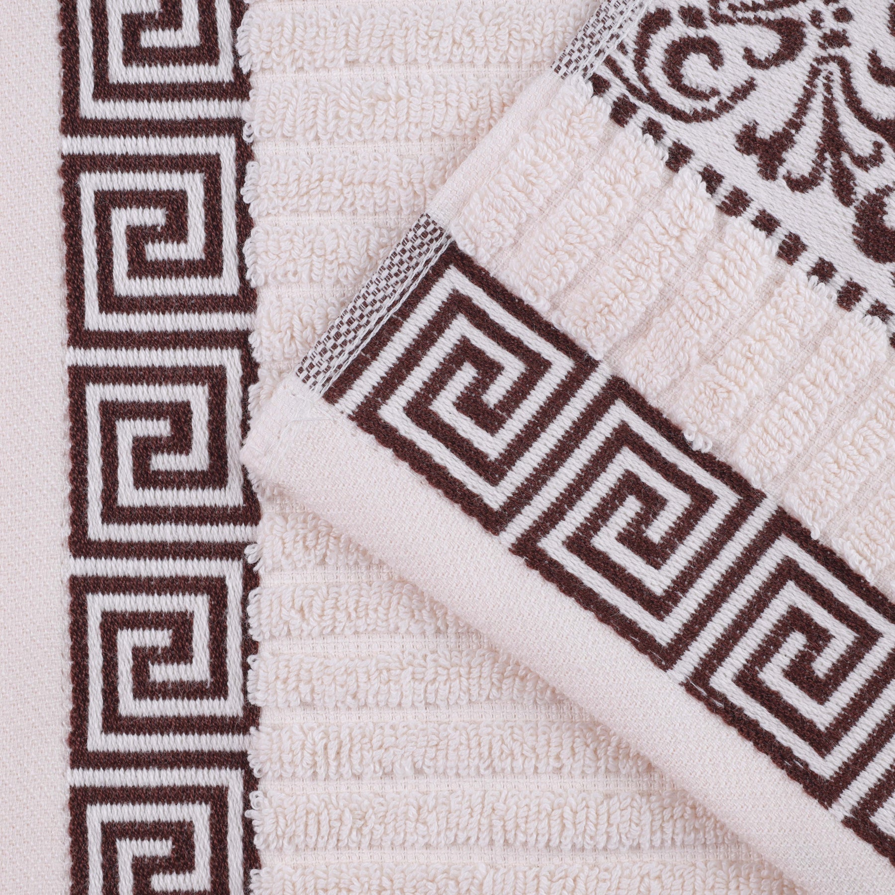 Athens Cotton Greek Key Trim Bath Towel Set of 4