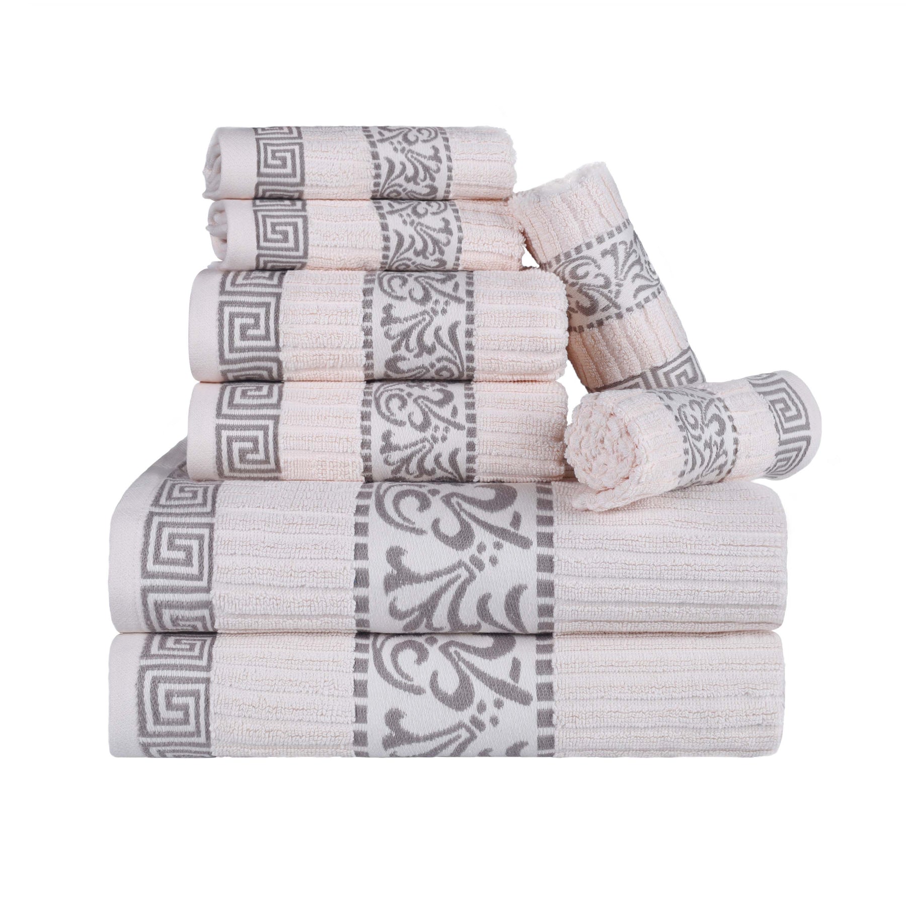 Superior Athens Cotton Greek Key Trim 8 Piece Towel Set