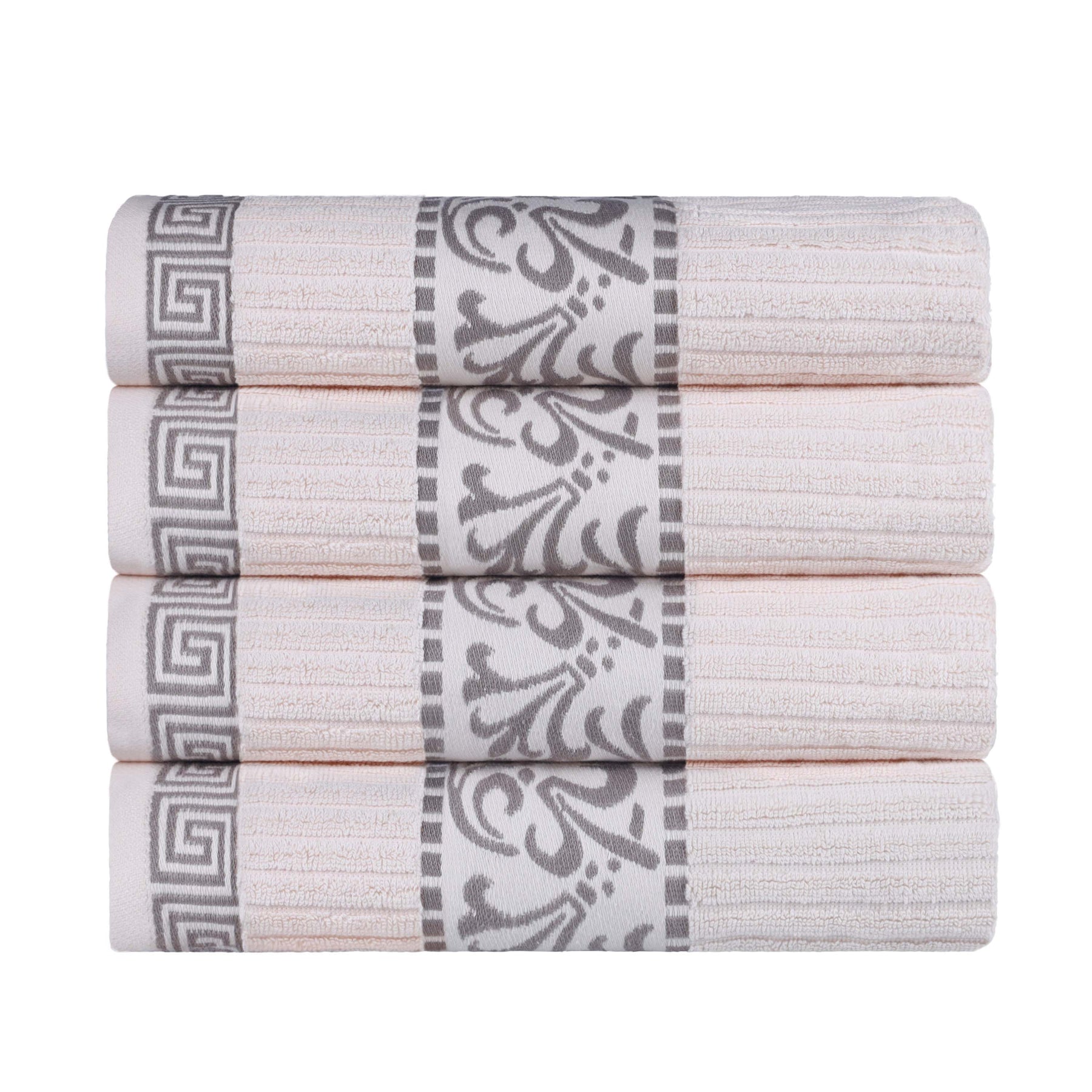 Athens Cotton Greek Key Trim Bath Towel Set of 4