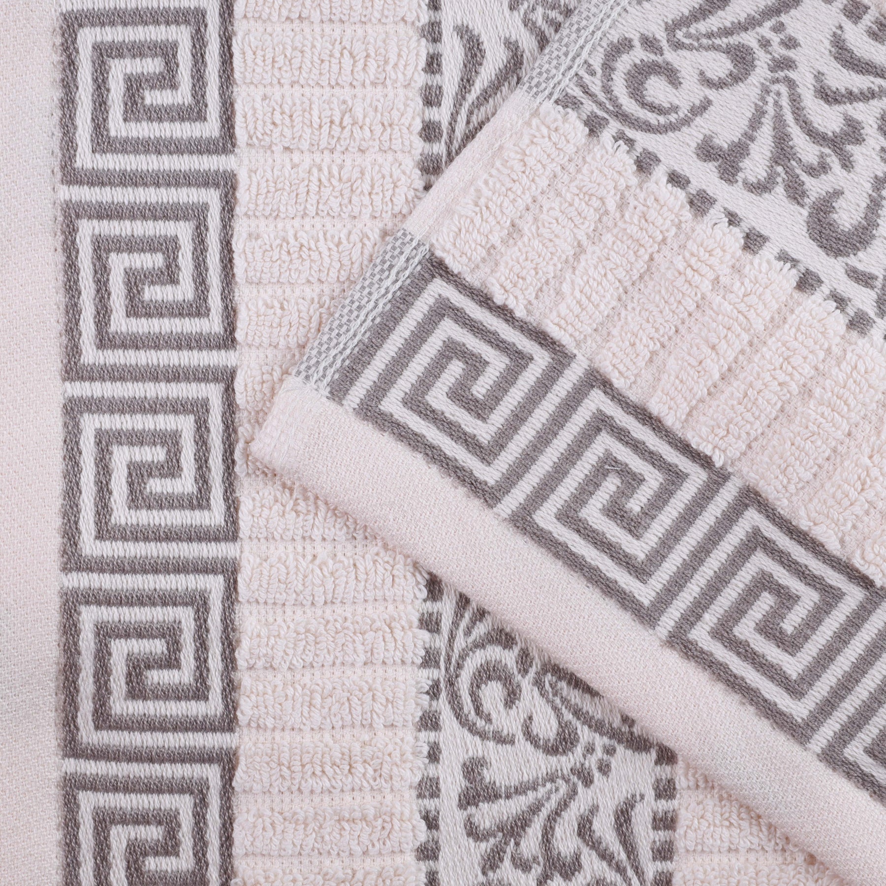 Athens Cotton Greek Key Trim Bath Towel Set of 4