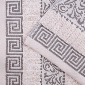 Athens Cotton Greek Key Trim Bath Towel Set of 4