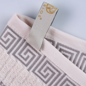 Athens Cotton Greek Key Trim Bath Towel Set of 4