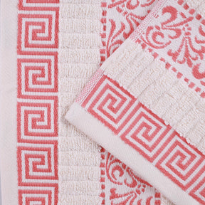 Athens Cotton Greek Key Trim Bath Towel Set of 4