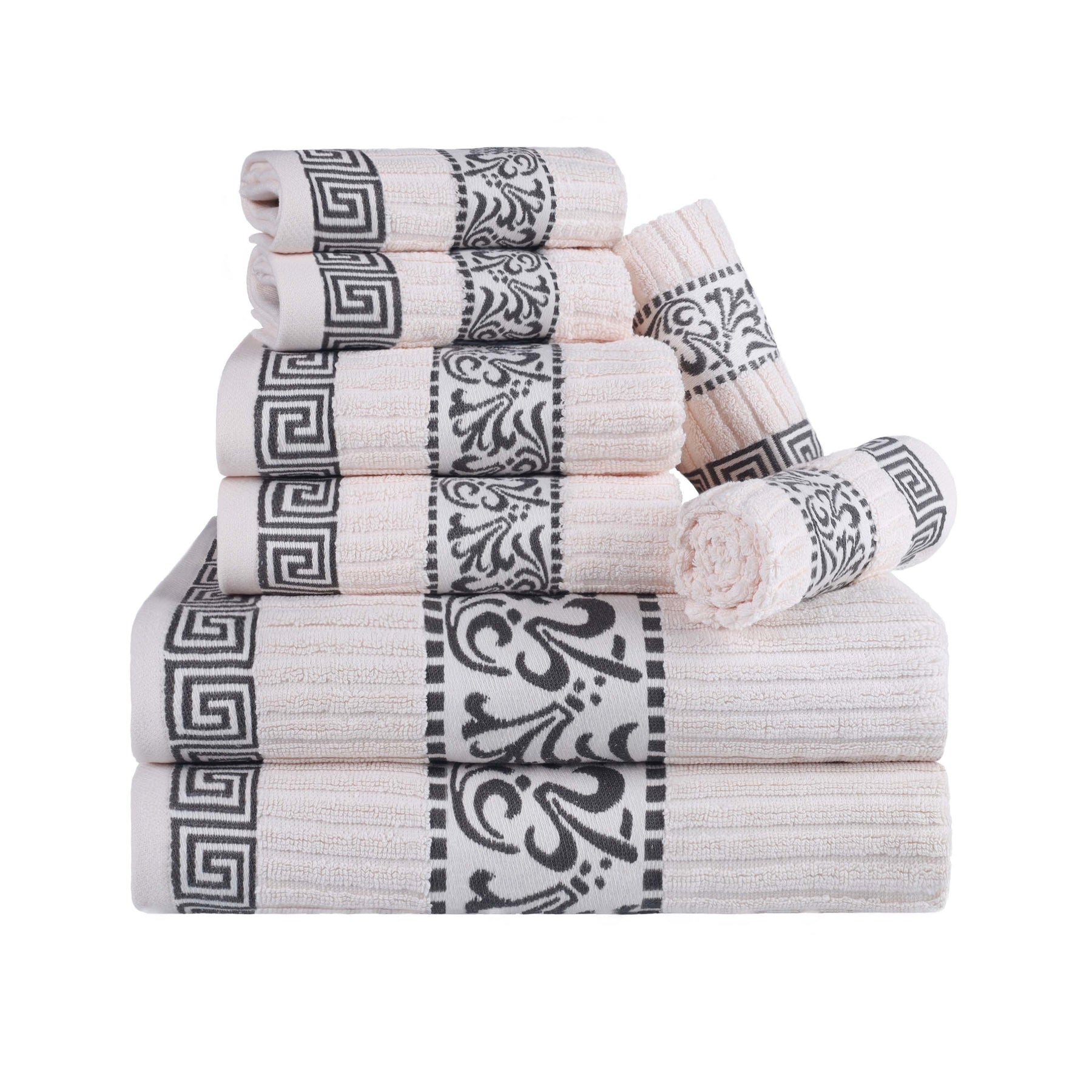 Superior Athens Cotton Greek Key Trim 8 Piece Towel Set