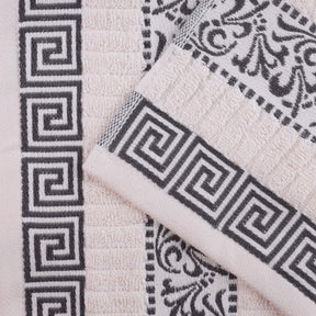 Athens Cotton Greek Key Trim Bath Towel Set of 4