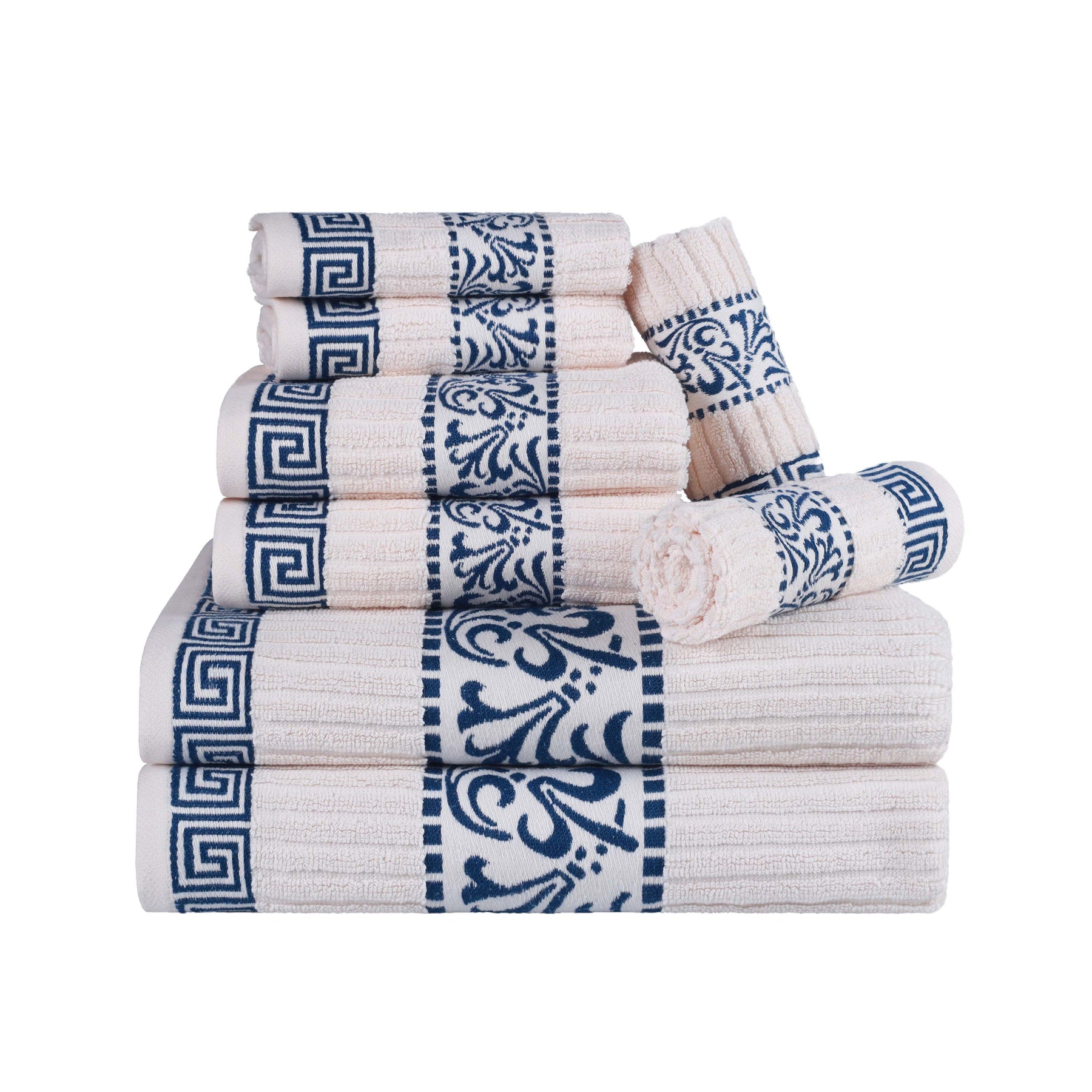 Superior Athens Cotton Greek Key Trim 8 Piece Towel Set