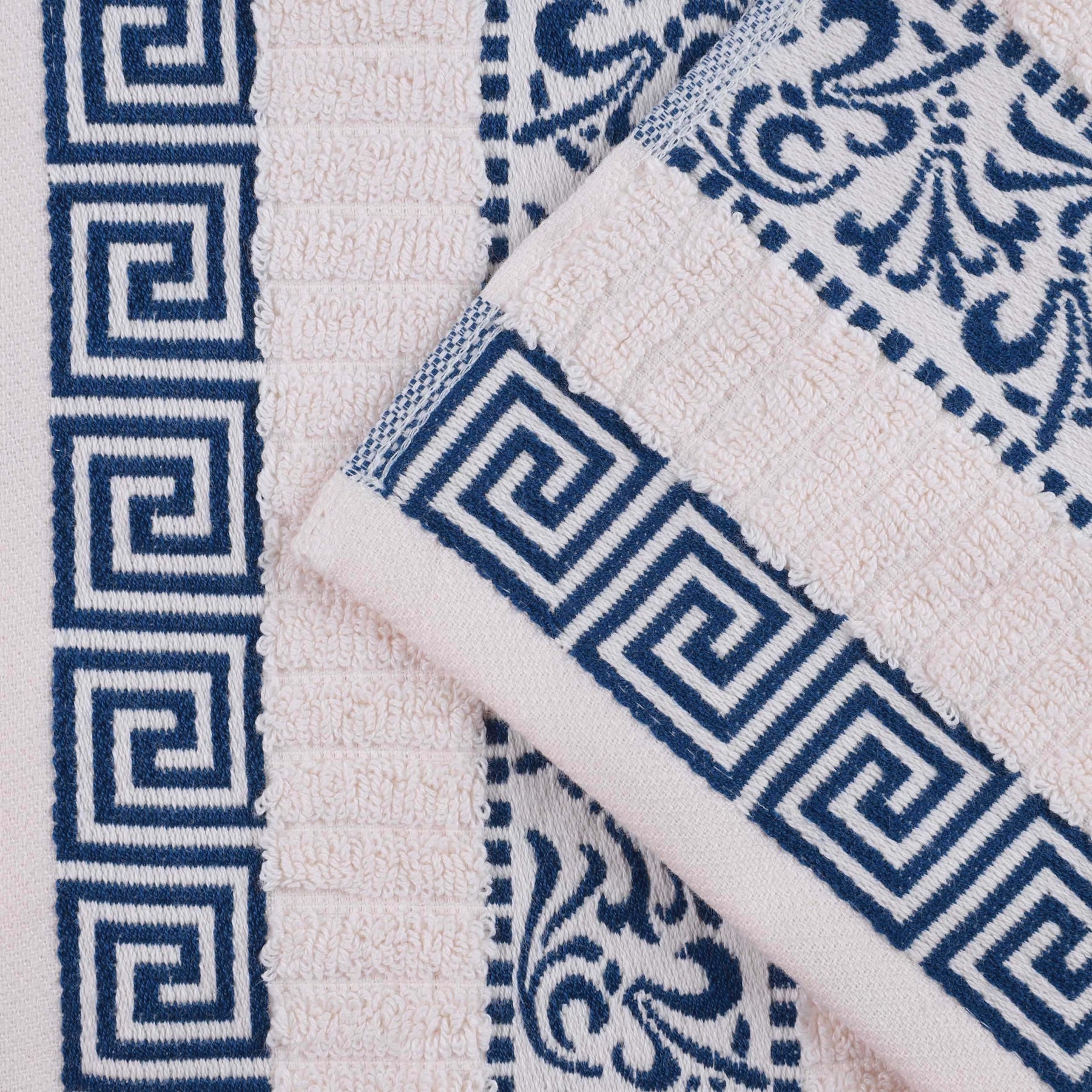 Athens Cotton Greek Key Trim Bath Towel Set of 4