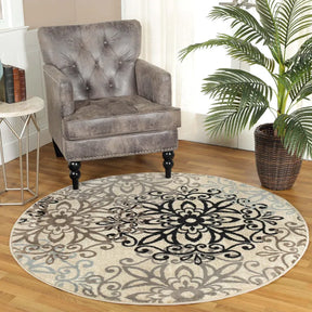 Leigh Traditional Floral Scroll Indoor Area Rug or Runner Rug Or Door Mat