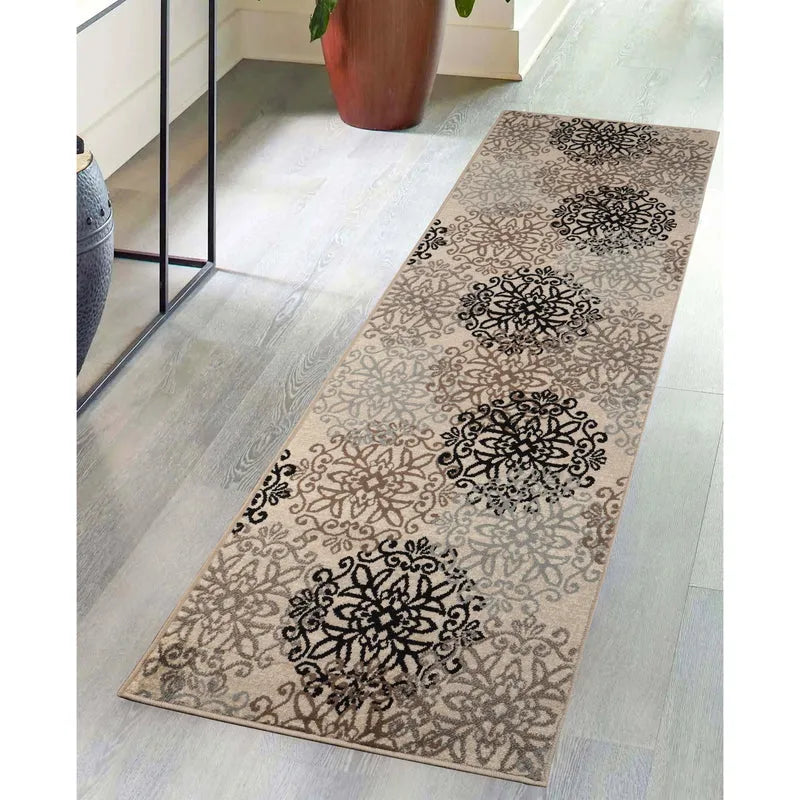 Leigh Traditional Floral Scroll Indoor Area Rug or Runner Rug Or Door Mat