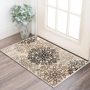 Leigh Traditional Floral Scroll Indoor Area Rug or Runner Rug Or Door Mat