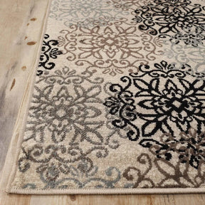 Leigh Traditional Floral Scroll Indoor Area Rug or Runner Rug Or Door Mat