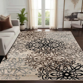 Leigh Traditional Floral Scroll Indoor Area Rug or Runner Rug Or Door Mat