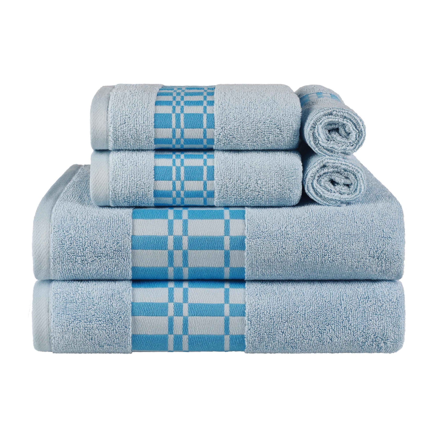 Larissa Cotton Geometric Border 6 Piece Assorted Towel Set