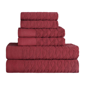 Turkish Cotton Herringbone Jacquard Assorted 6 Piece Towel Set