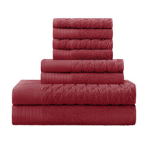 Turkish Cotton Jacquard Herringbone and Solid 8 Piece Towel Set