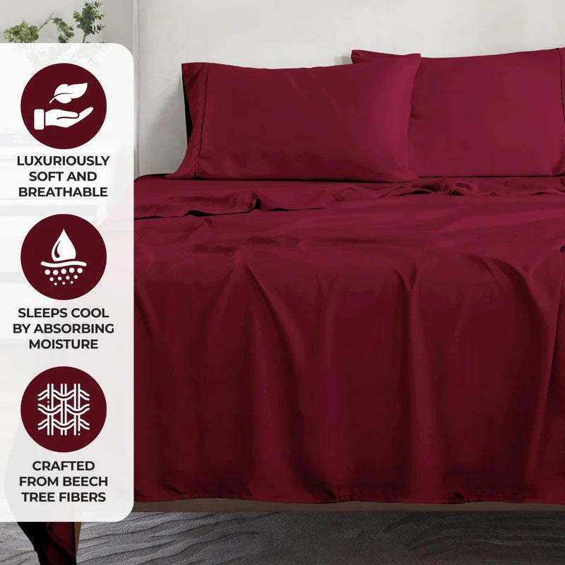 Modal From Beechwood 300 Thread Count Solid Deep Pocket Bed Sheet Set