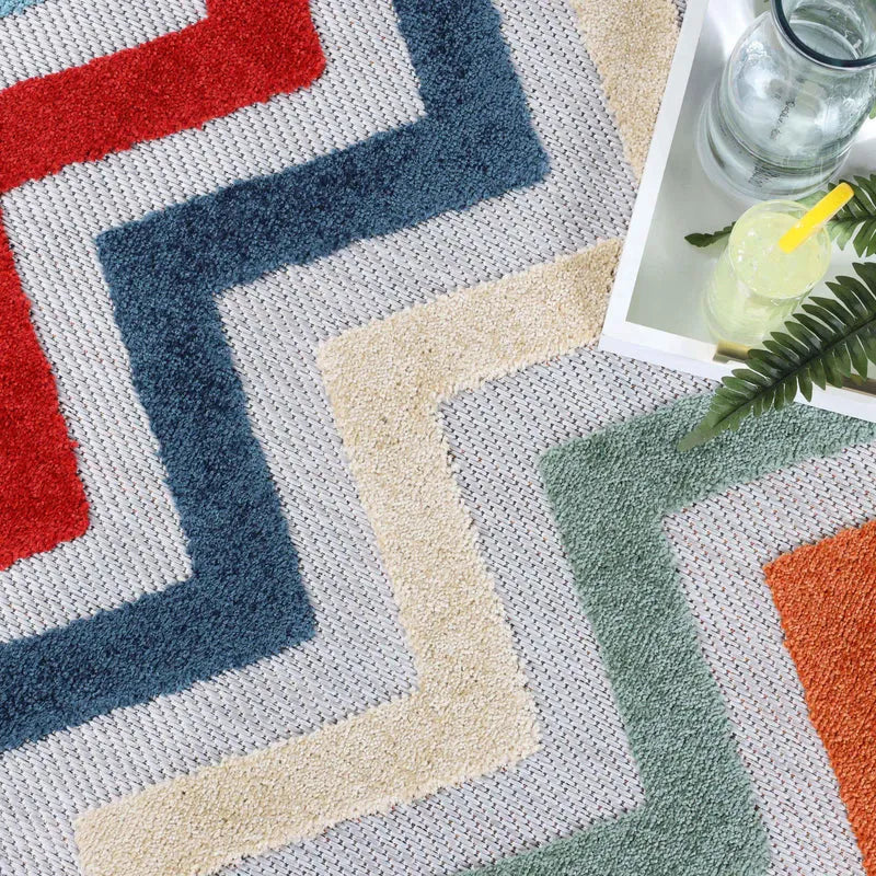 Chevron Zig-Zag Geometric Modern Indoor Outdoor Area Rug