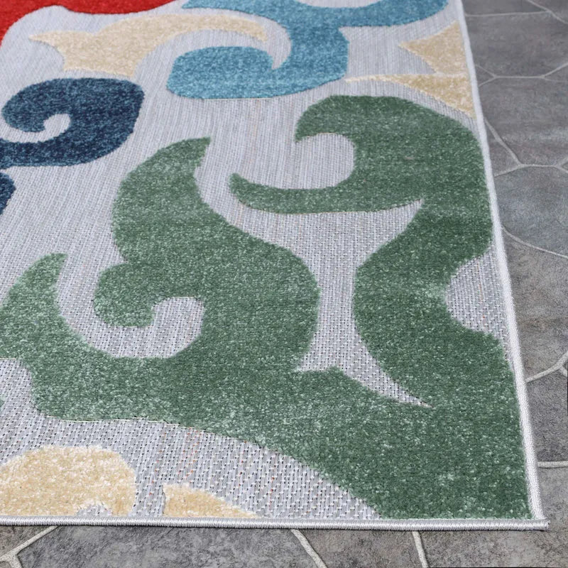 Aldaine Vintage Damask Indoor Outdoor Area Rug