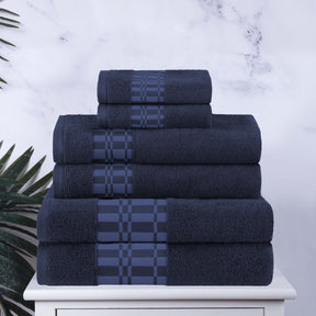 Larissa Cotton Geometric Border 6 Piece Assorted Towel Set