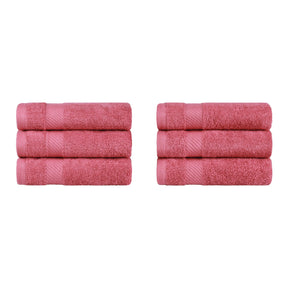 Egyptian Cotton Dobby Border Medium Weight 6 Piece Hand Towel Set