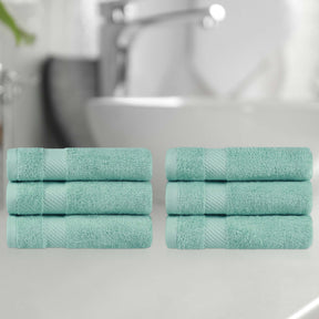 Egyptian Cotton Dobby Border Medium Weight 6 Piece Hand Towel Set