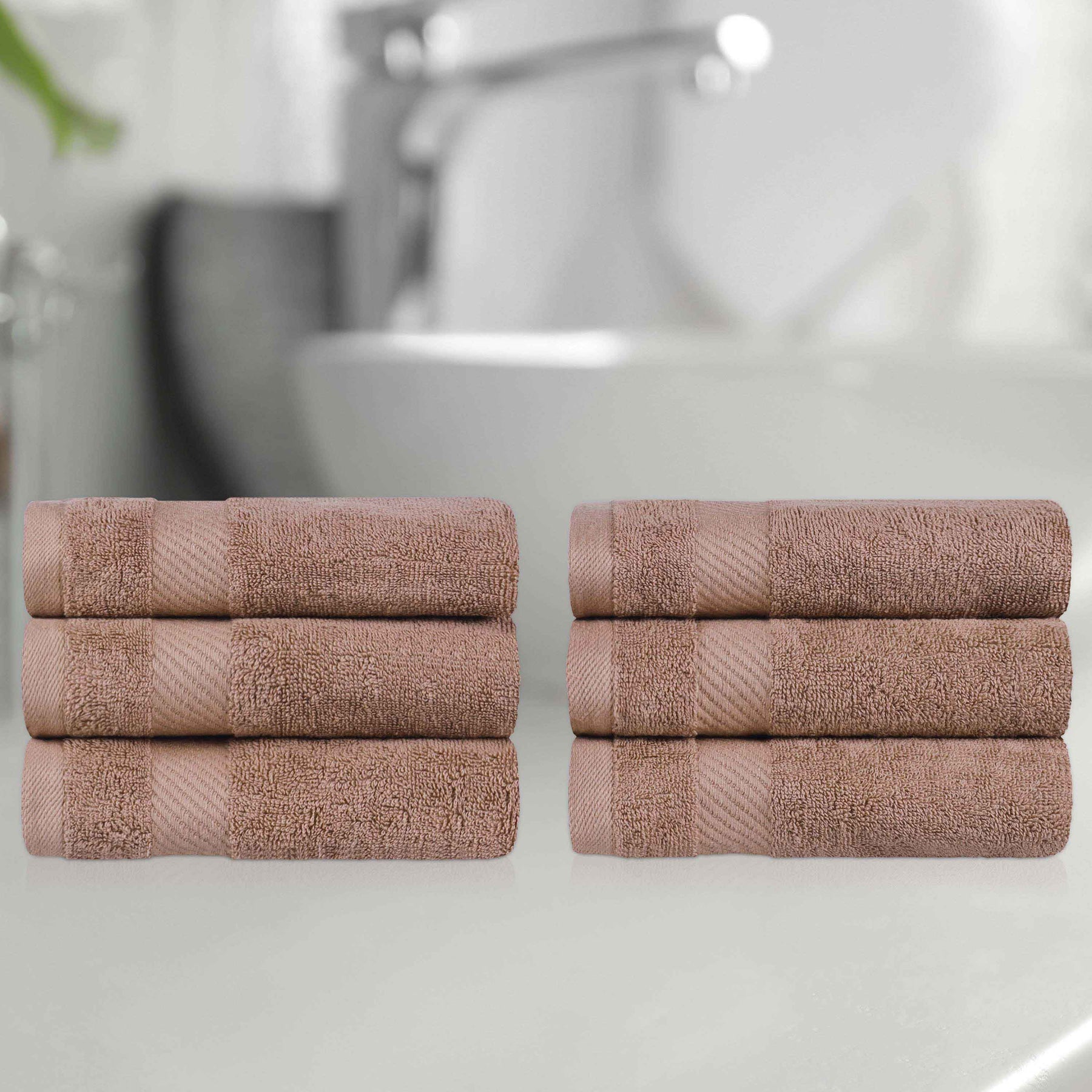 Egyptian Cotton Dobby Border Medium Weight 6 Piece Hand Towel Set