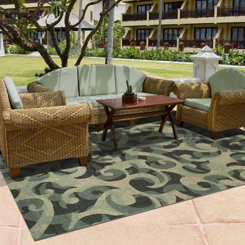 Aldaine Vintage Damask Indoor Outdoor Area Rug