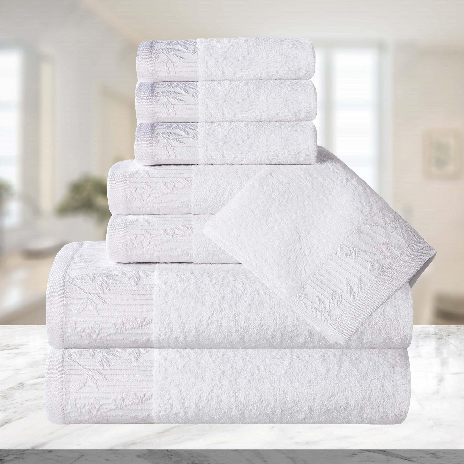 Wisteria Cotton Floral Jacquard 8 Piece Towel Set