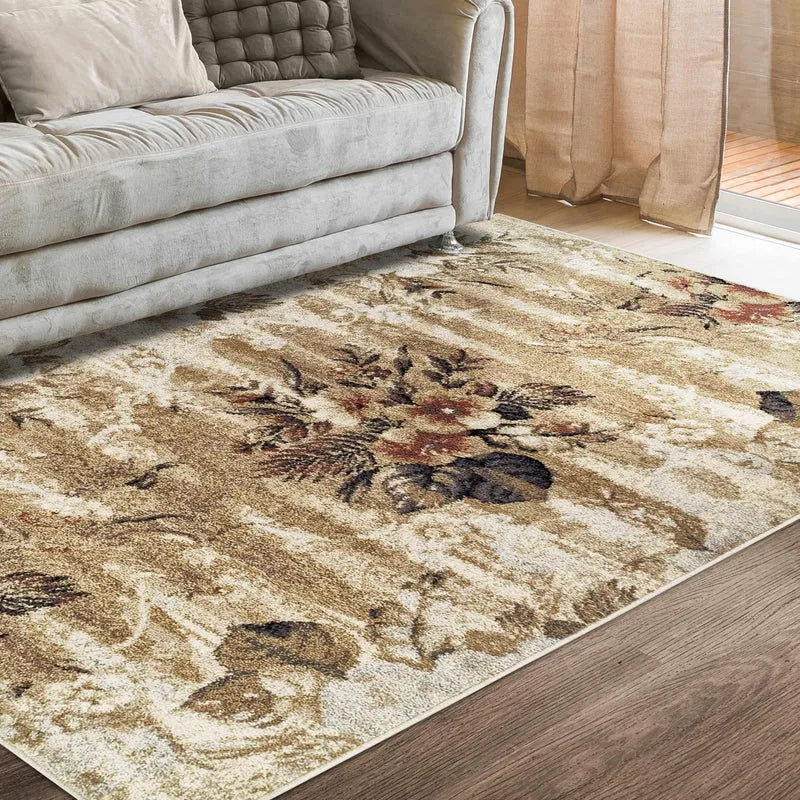 Washed Floral Medallion Indoor Area Rug Or Runner Rug