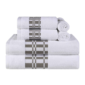 Larissa Cotton Geometric Border 6 Piece Assorted Towel Set