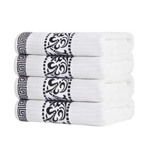 Athens Cotton Greek Key Trim Bath Towel Set of 4