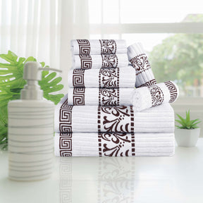 Superior Athens Cotton Greek Key Trim 8 Piece Towel Set