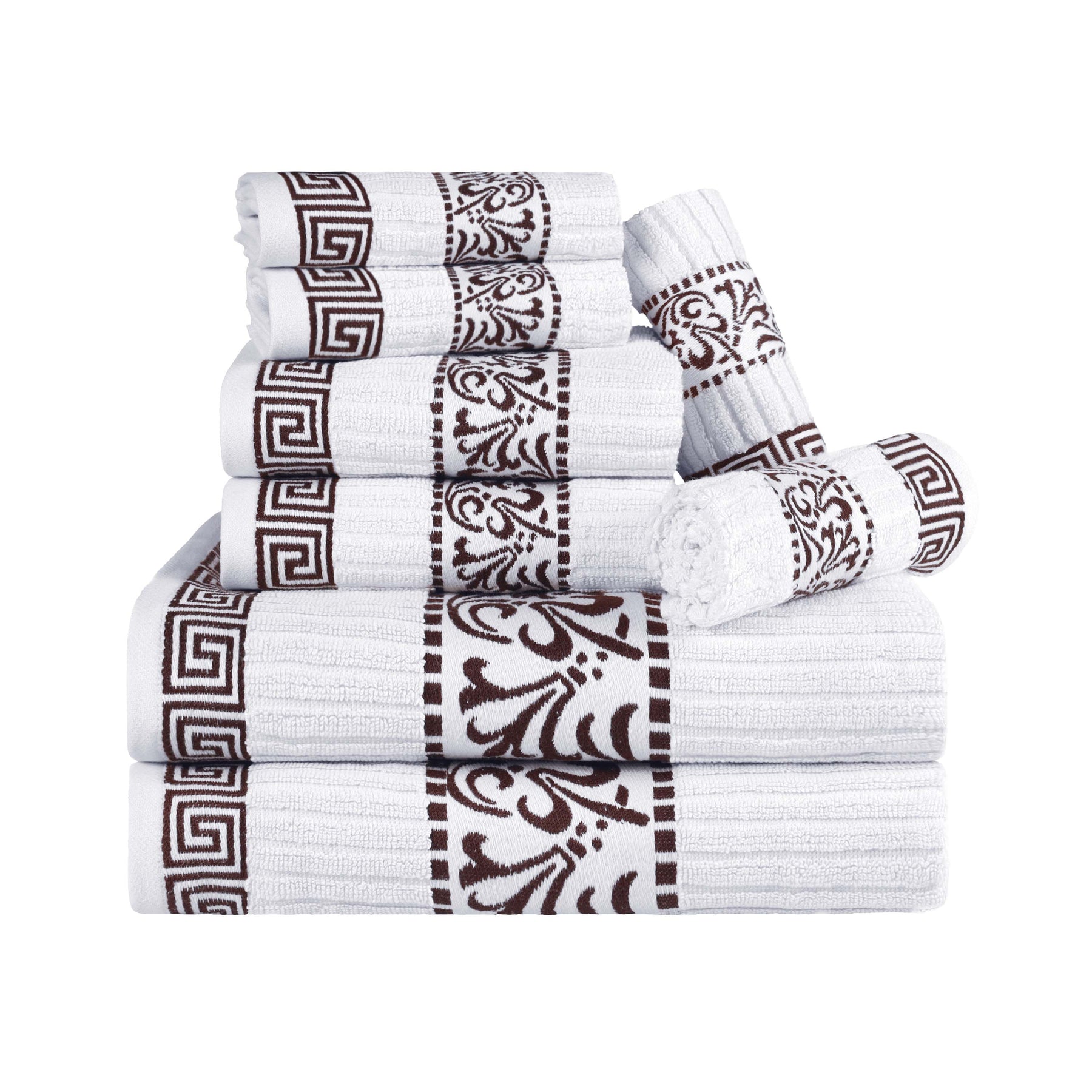 Superior Athens Cotton Greek Key Trim 8 Piece Towel Set