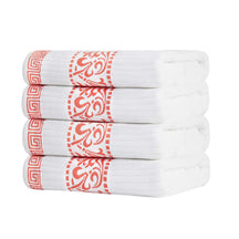 Athens Cotton Greek Key Trim Bath Towel Set of 4