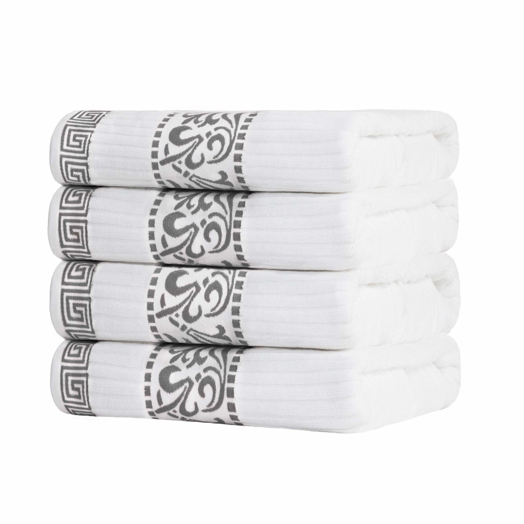 Athens Cotton Greek Key Trim Bath Towel Set of 4