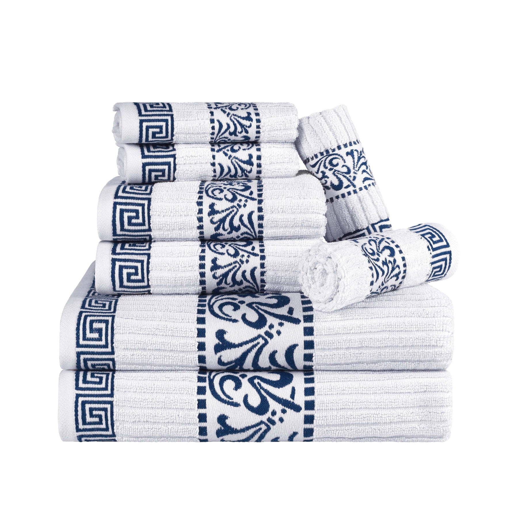 Superior Athens Cotton Greek Key Trim 8 Piece Towel Set