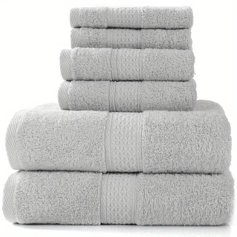 6-pcs Cotton Bath Towel Set | Soft & Absorbent | Multi-use