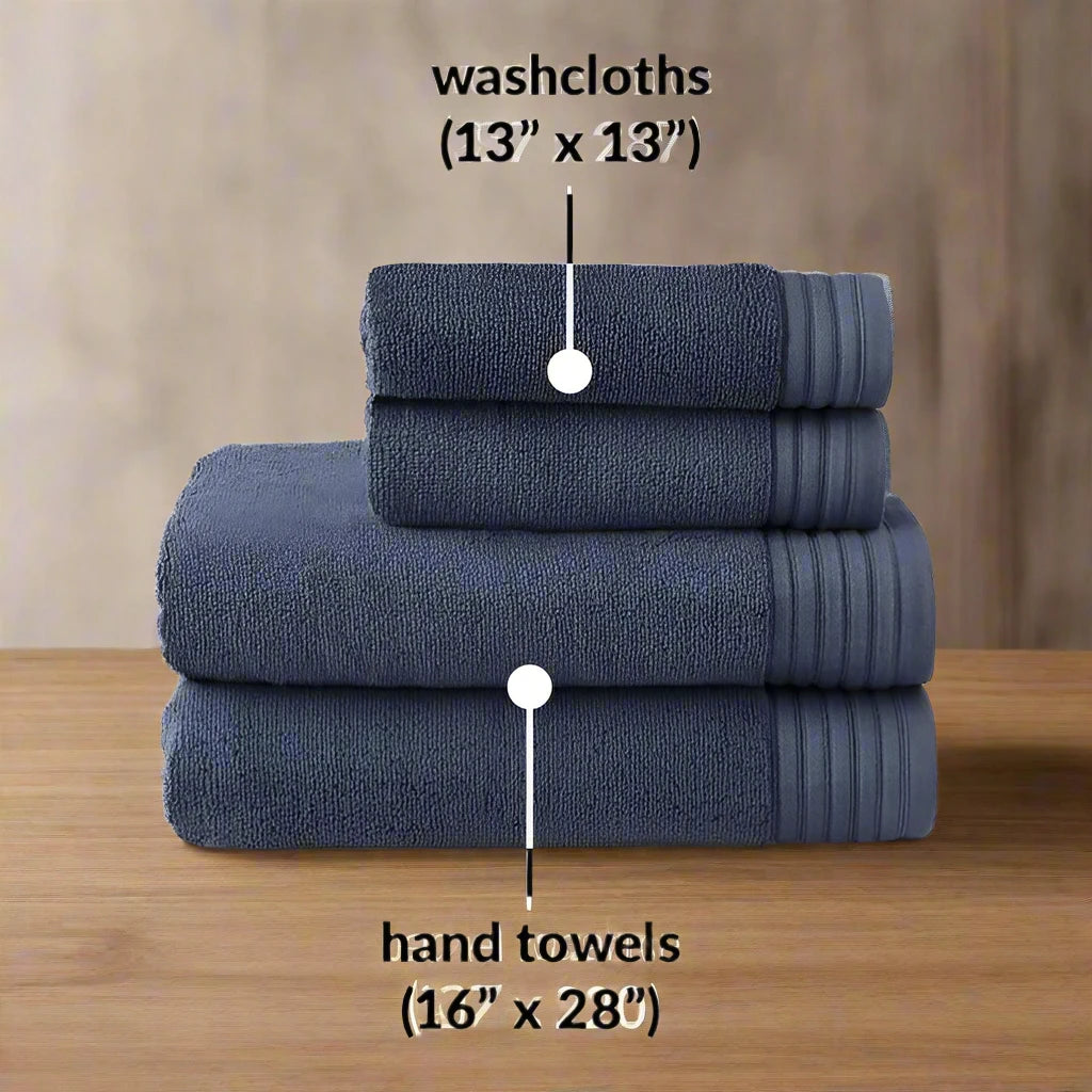 Egyptian Cotton Hand/Wash Towel Set of 4 - Blue Horizon