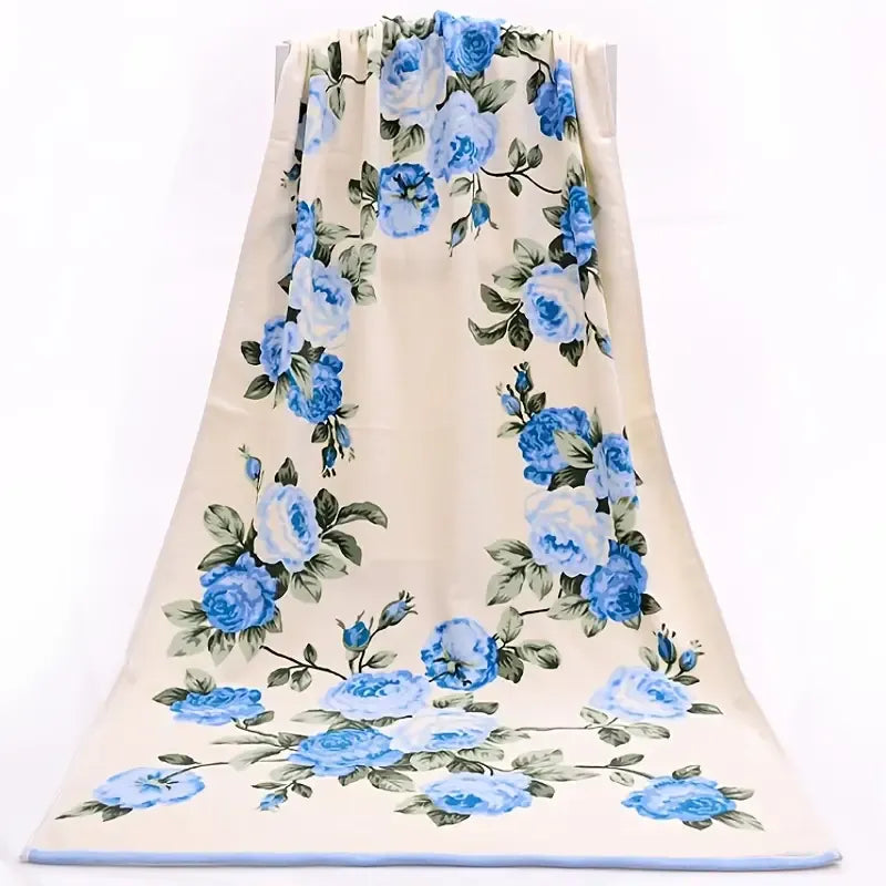 Flower Pattern Towel Set | 2 Piece | 1 Bath Towel 27.6*55 inch & 1 Hand Towel 13.4*29 inch