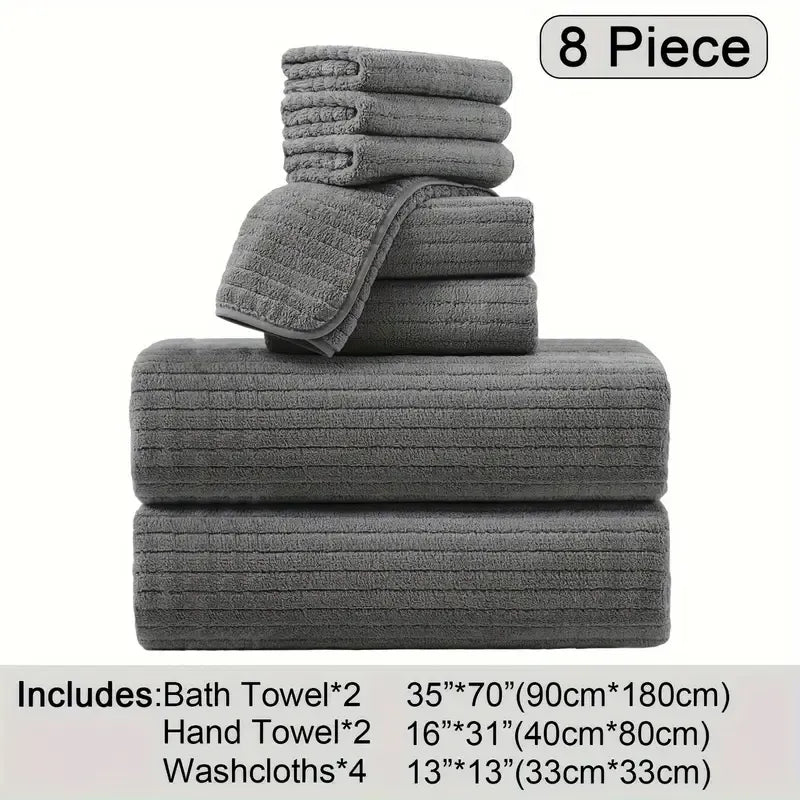 Oversized Microfiber Bath Towels Set - Soft, Absorbent, Quick-Dry